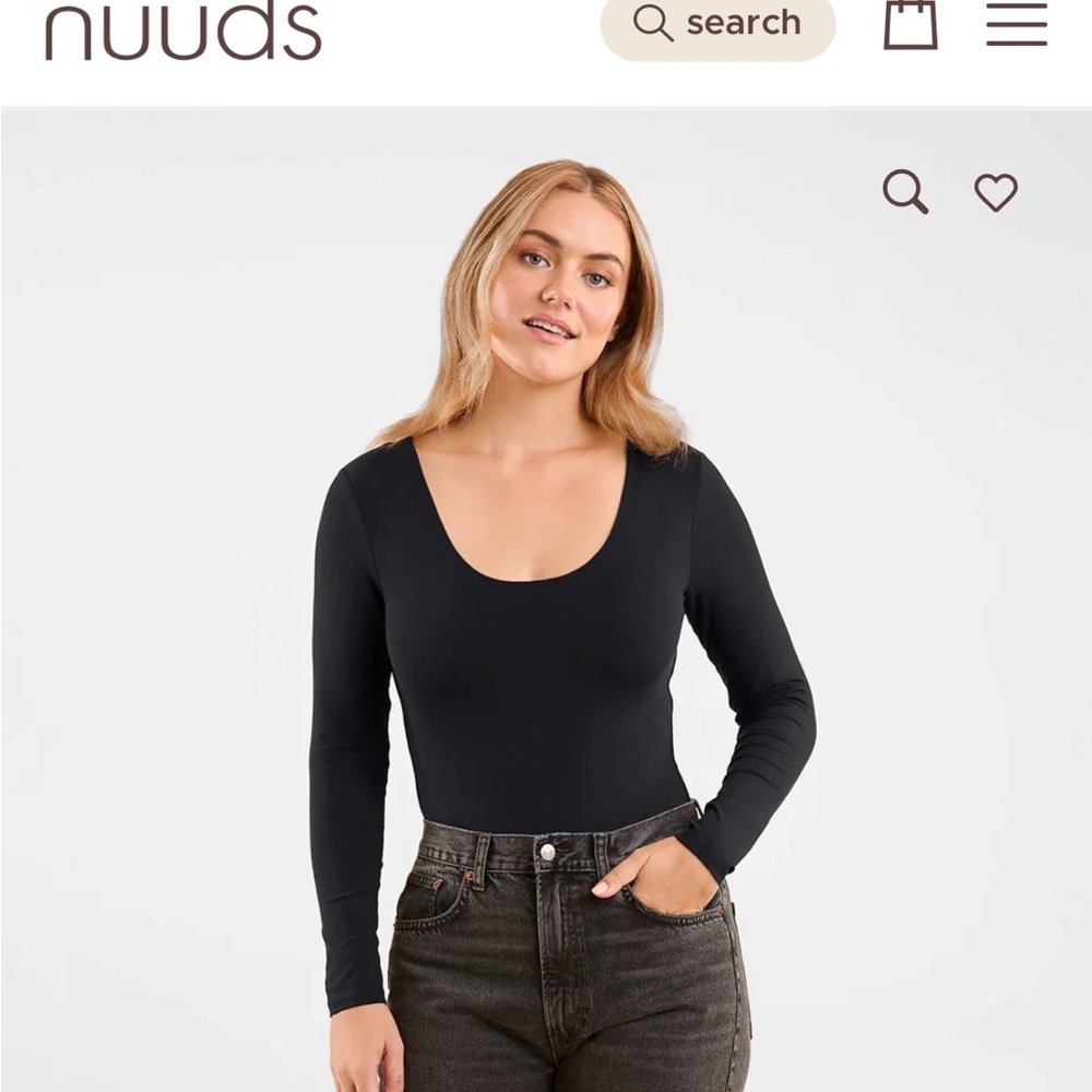 Nuuds Women's Black Long Sleeve Bodysuit